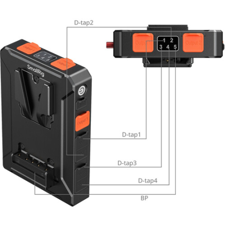 SmallRig 5653 - inteligentny adapter zasilania z płytka montażową do akumulatorów V-Mount (wersja podstawowa) - D-tap